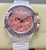 Rolex Daytona Pink Dial White Ceramic Case Super Clone 4130 Watch
